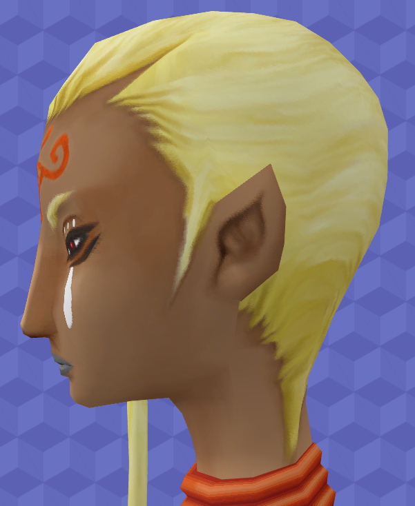 Side view. Shows side without braid. Hair looks to be pulled back.